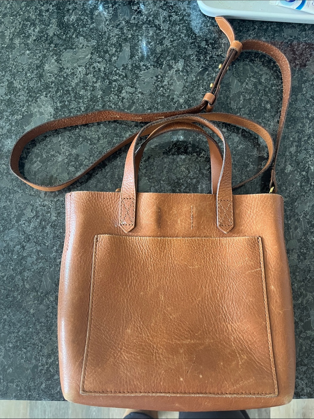 Madewell Small Transport Crossbody Bag Brown Leather Boho Chic Adjustable Strap